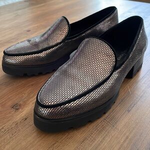 Donald J Pliner 258895 Womens Elen Leather Platform Loafer Carbon Size 8